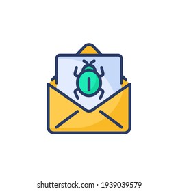 Icono de Amenaza de virus por correo electrónico en vector. Logotipo