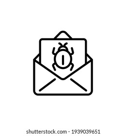 E-Mail-Virus-Bedrohung Symbol in Vektorgrafik. Logotyp