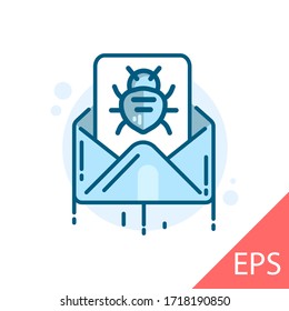 Amenaza de virus por correo electrónico. Icono de ilustración de diseño de línea moderna del vector