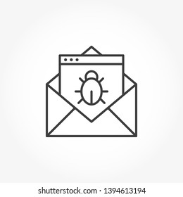 Email Virus Threat Vector Out Line Icon