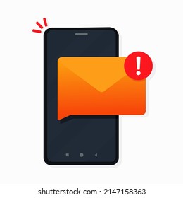 Email warning sign. Email envelope alert. Vector illusration