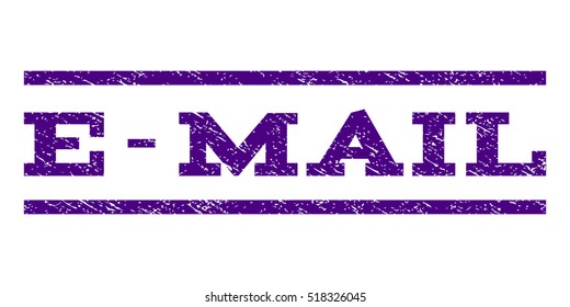 E-Mail watermark stamp. Text caption between horizontal parallel lines with grunge design style. Rubber seal stamp with dust texture. Vector indigo blue color ink imprint on a white background.
