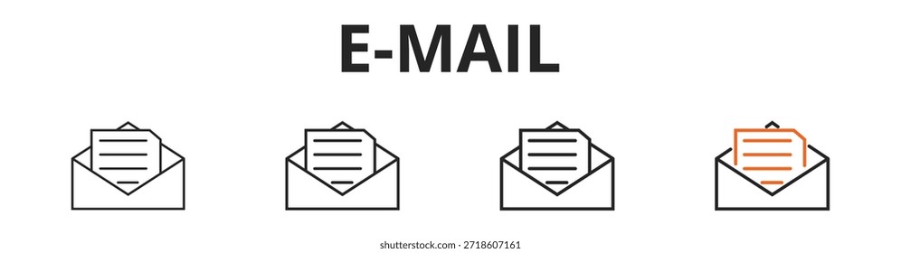 E-mail web banner icon set outline multistyle vector illustrations concept
