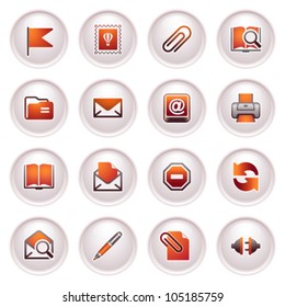 E-mail web icons. Black red series.