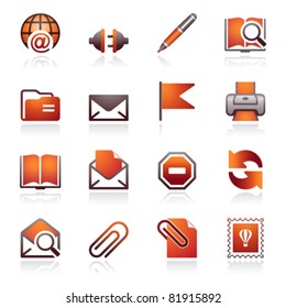 E-mail web icons. Black and red series.
