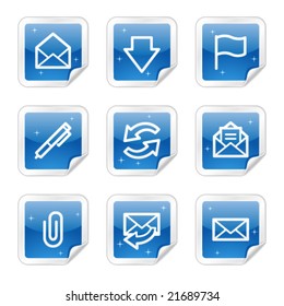 E-mail web icons, blue glossy sticker series