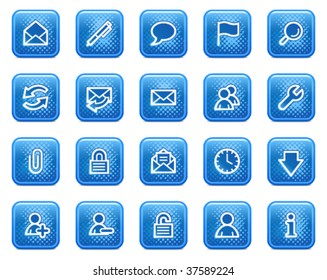 E-mail web icons, blue square buttons with dots