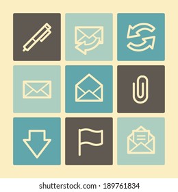 Iconos web de correo electrónico, conjunto de botones