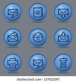 Iconos web de correo electrónico, botones de círculo azul