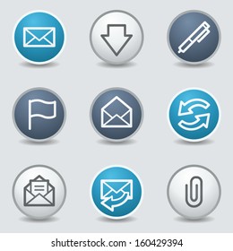 E-mail web icons, circle blue buttons