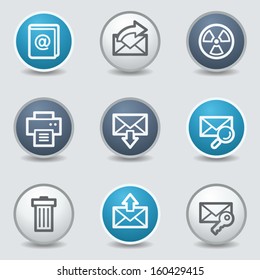 E-Mail-Web-Symbole, kreisblaue Schaltflächen