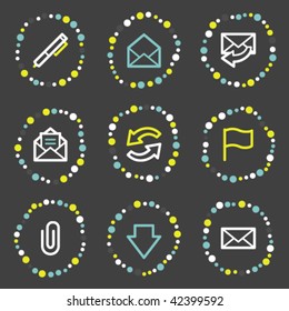 Iconos web de correo electrónico, series de puntos de color