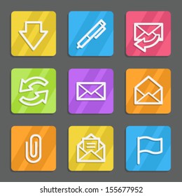 E-mail web icons, color flat buttons