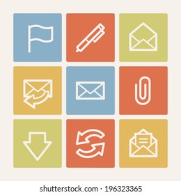 E-mail web icons, color square buttons