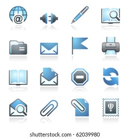 E-mail web icons. Gray and blue series.