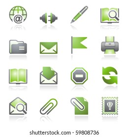 E-mail web icons. Gray and green series.