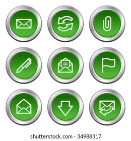 E-mail web icons, green circle buttons series