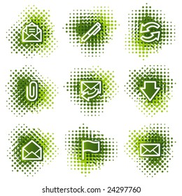 Iconos web de correo electrónico, serie de puntos verdes