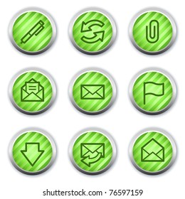 E-mail web icons, green glossy circle buttons