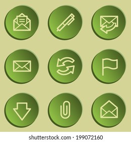 E-mail web icons, green paper stickers set