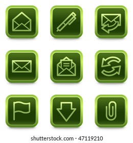 E-mail web icons, green square buttons series
