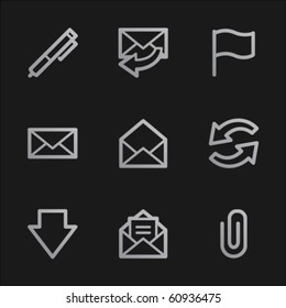 Iconos web de correo electrónico, estilo móvil gris