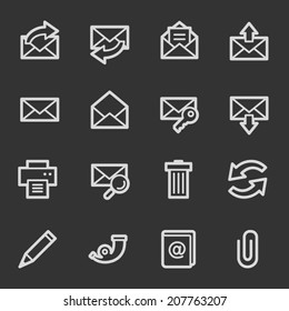 Iconos web de correo electrónico, conjunto gris