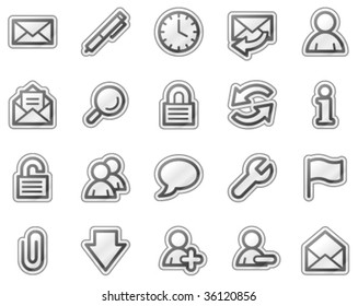 E-mail web icons, grey sticker series