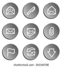 E-mail web icons, grey stickers set