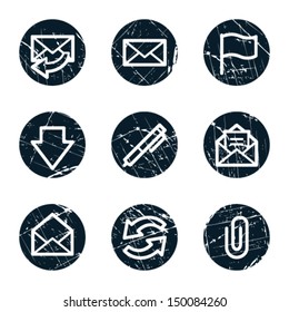 Iconos web de correo electrónico, botones de círculo grueso