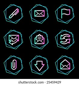 E-mail web icons, neon contour series