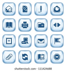 E-mail web icons on glossy buttons.