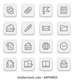 E-mail web icons on gray buttons.