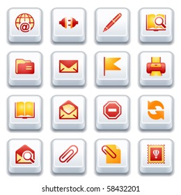 E-mail web icons. Red and yellow series.
