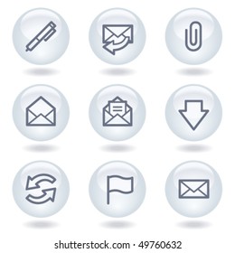 E-mail web icons set 1, white circle buttons