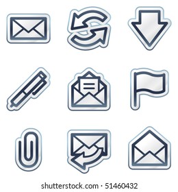 E-Mail-Web-Symbole Set 1, Tiefblaue Kontur-Aufkleber-Reihe