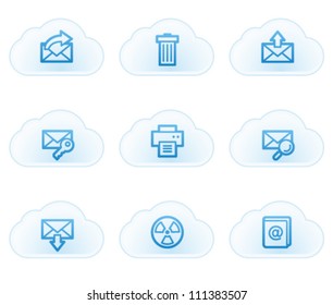 Iconos web de correo electrónico conjunto 2, botones en la nube