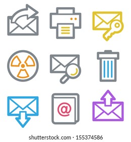 E-mail web icons set 2, color line contour series