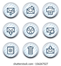 Iconos web de correo electrónico conjunto 2, botones de círculo azul claro despojado