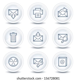 E-mail web icons set 2, white glossy circle  buttons