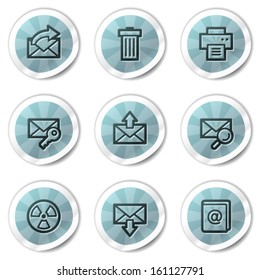 E-mail web icons set 2, blue shine stickers series