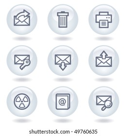 E-mail web icons set 2, white circle buttons