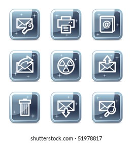 E-mail web icons set 2, mineral square glossy buttons