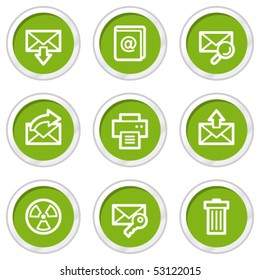 E-mail web icons set 2, green circle buttons