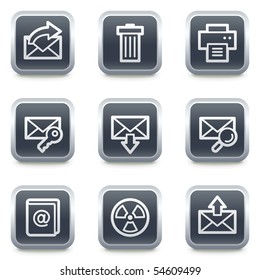 E-mail web icons set 2, grey square buttons