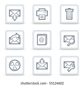 E-mail web icons set 2, white square buttons