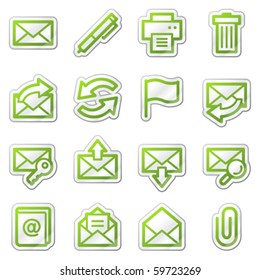 E-mail web icons set 2, green sticker series
