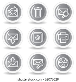E-mail web icons set 2, circle grey glossy buttons
