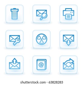 E-mail web icons set 2, white square buttons