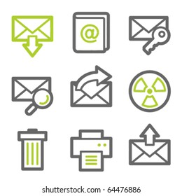 E-mail web icons set 2, green and gray contour series